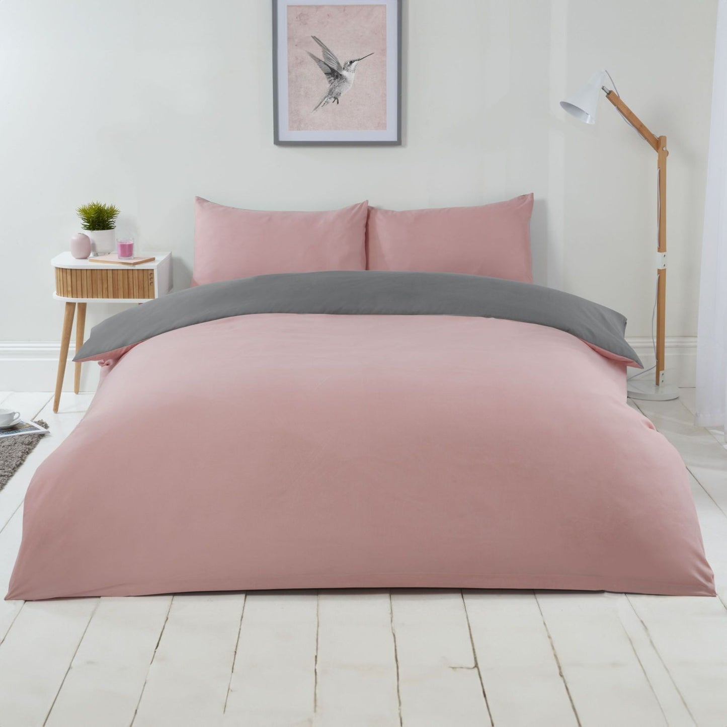 Lyla Pink and Grey Reversible Duvet Set