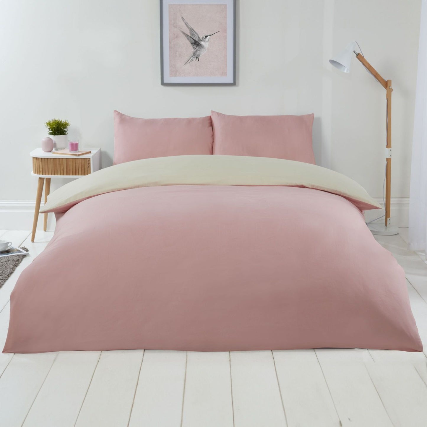 Lyla Cream and Pink Reversible Duvet Set