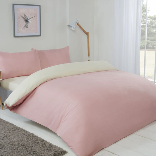 Lyla Cream and Pink Reversible Duvet Set