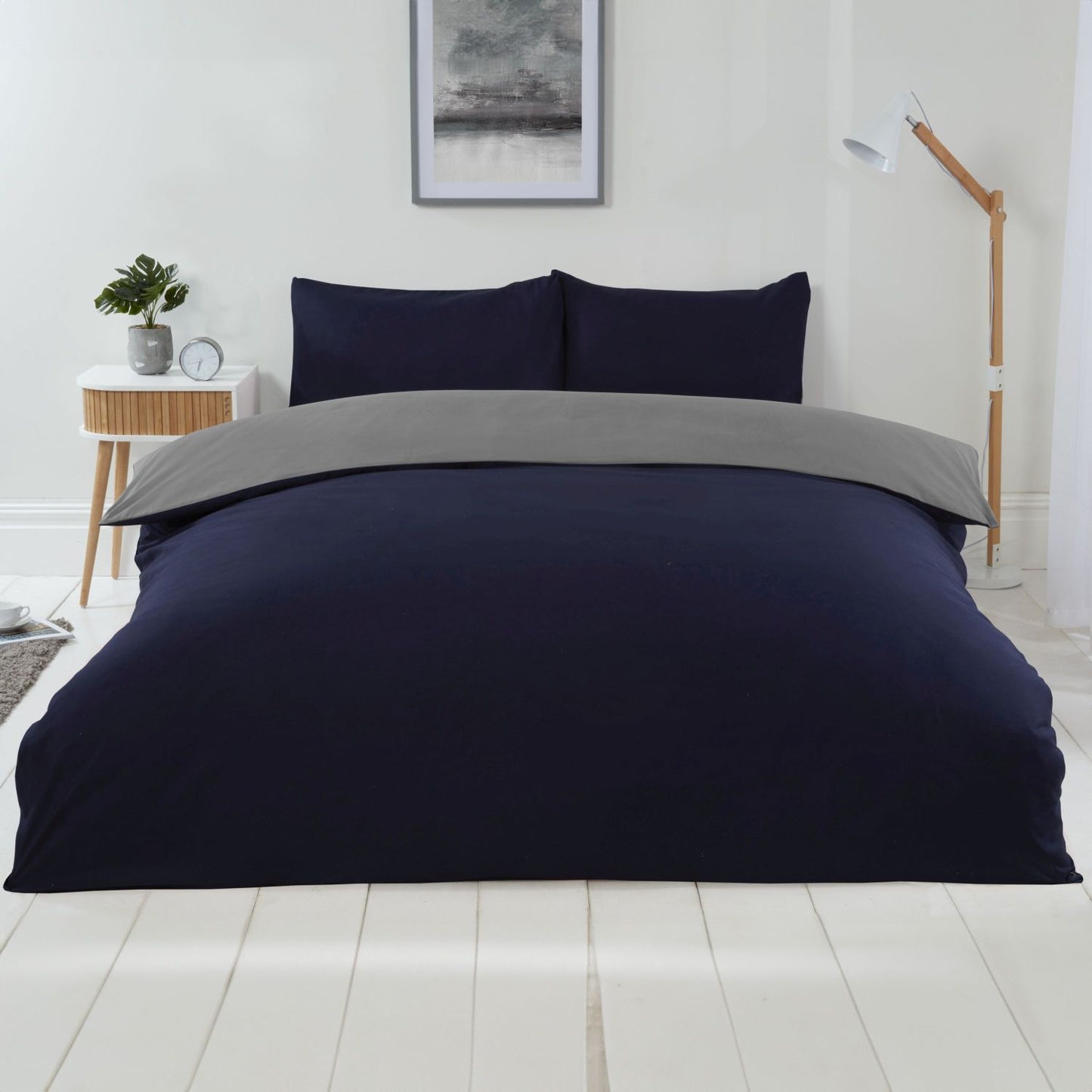 Lyla Navy and Grey Reversible Duvet Set