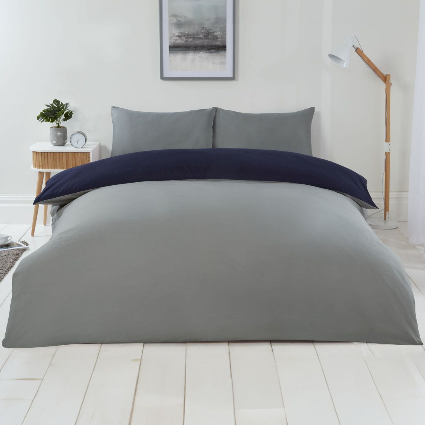 Lyla Navy and Grey Reversible Duvet Set