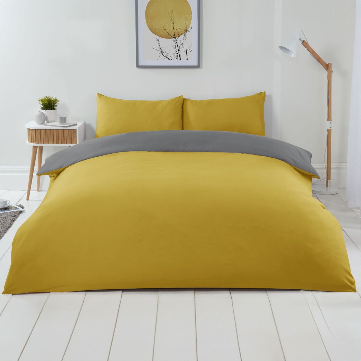 Lyla Yellow and Grey Reversible Duvet Set