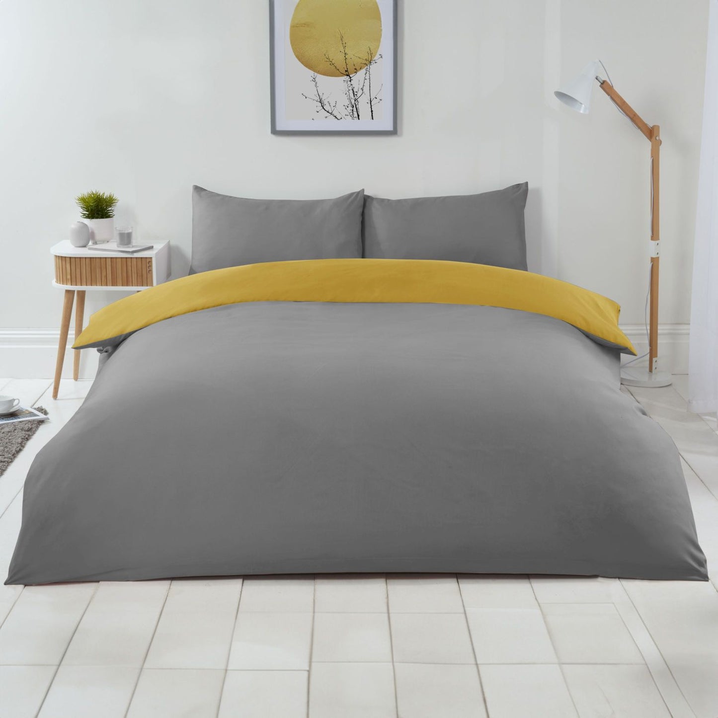 Lyla Yellow and Grey Reversible Duvet Set