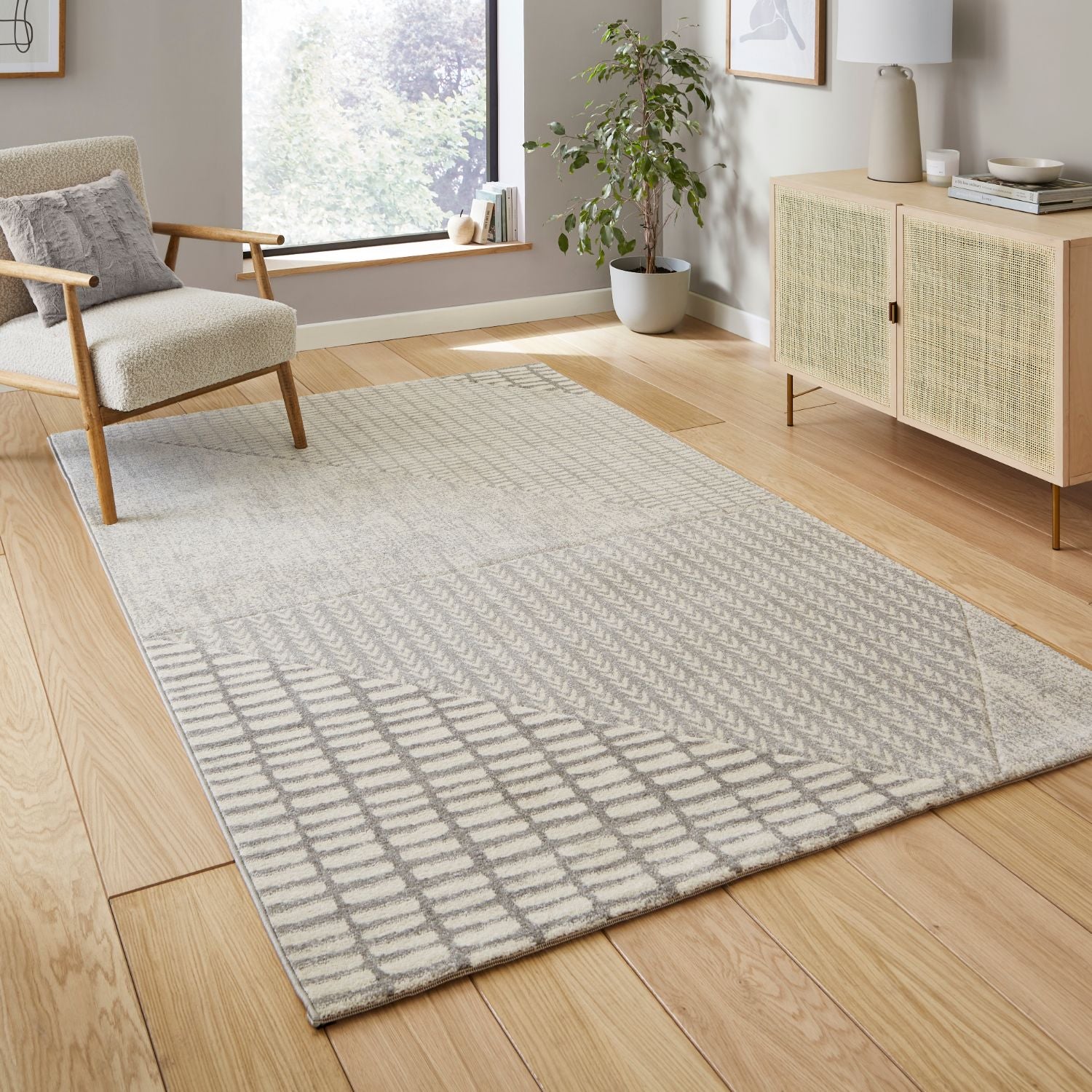 Catherine Lansfield Larsson Grey Rug | 80x150, 120x170, 160x230 ...