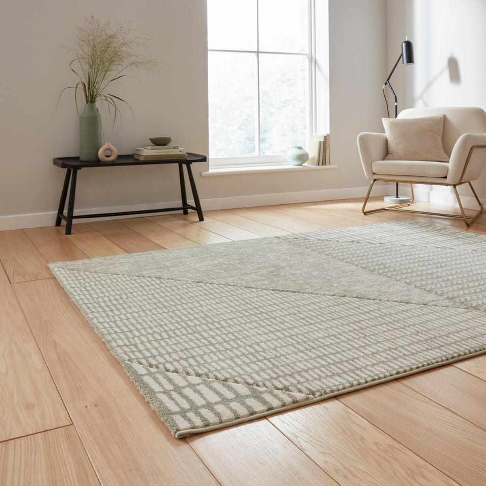 Catherine Lansfield Larsson Sage Green Rug – Julian Charles Home