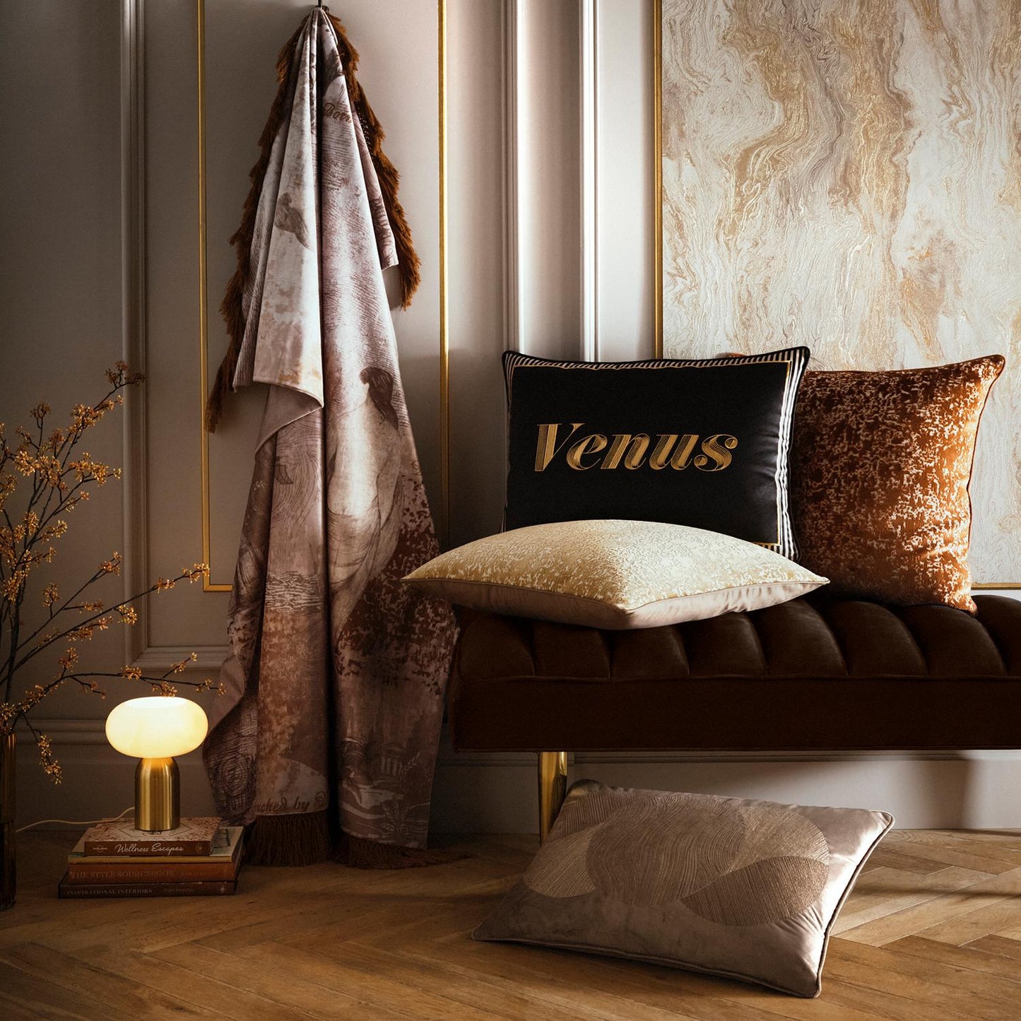 Laurence Llewelyn-Bowen Atlas Gold Large Cushion (55cm x 55cm)