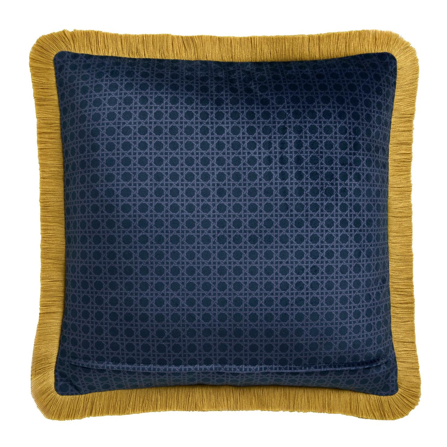 Laurence Llewelyn-Bowen Bouquet List Navy Velvet Fringed Filled Cushion (43cm x 43cm)