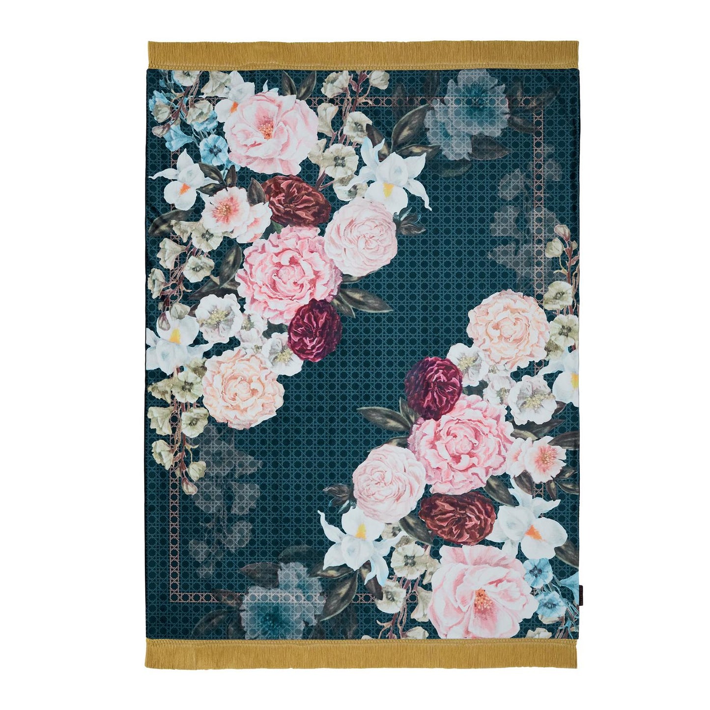 Laurence Llewelyn-Bowen Bouquet List Blue Velvet Throw (130cm x 180cm)