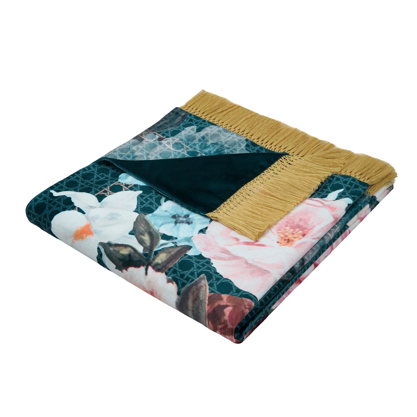 Laurence Llewelyn-Bowen Bouquet List Blue Velvet Throw (130cm x 180cm)