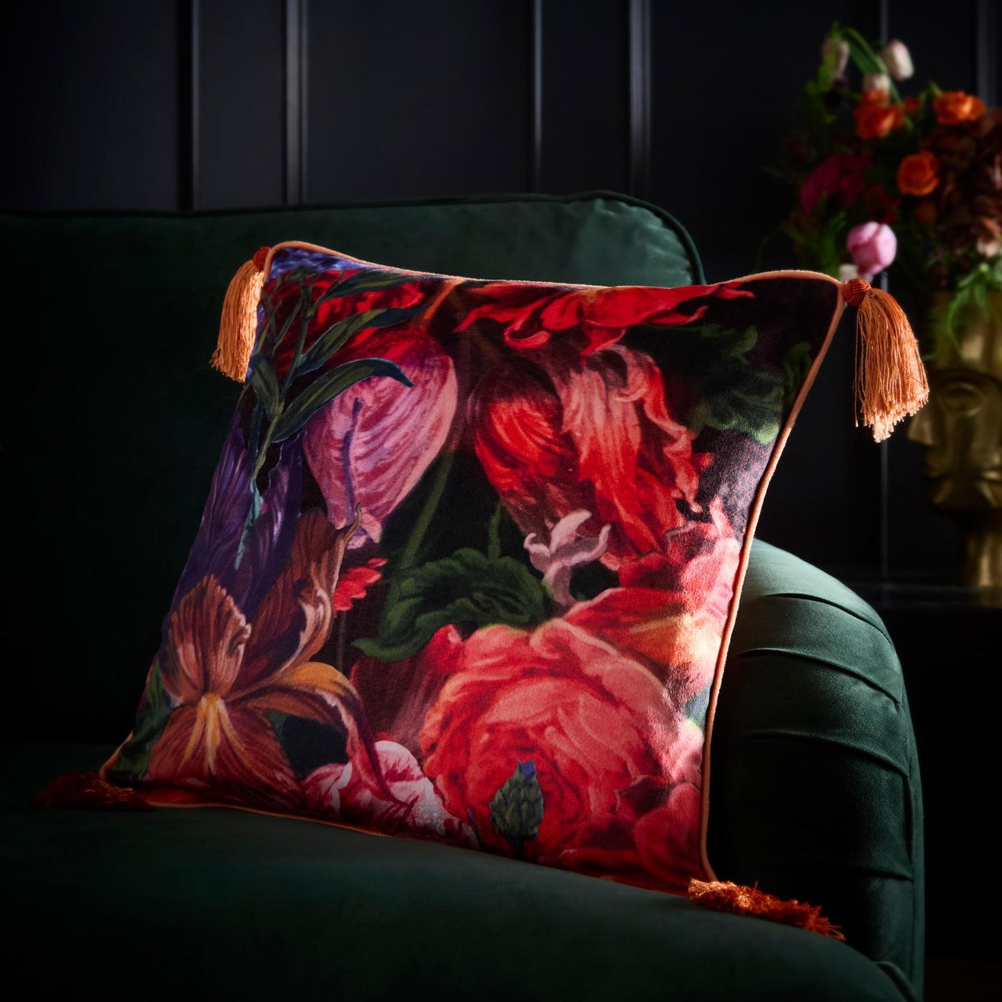 Laurence Llewelyn-Bowen Grande Chintz Velvet Cushion