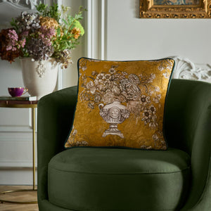 Laurence Llewelyn-Bowen Velvet Tuscan Holiday Ochre Cushion (43cm x 43cm)