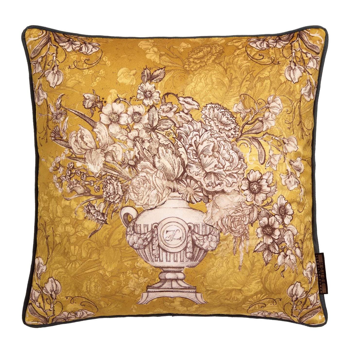 Laurence Llewelyn-Bowen Velvet Tuscan Holiday Ochre Cushion (43cm x 43cm)
