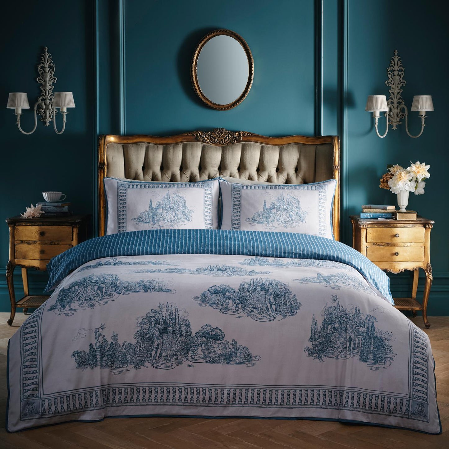 Laurence Llewelyn-Bowen Blue Tuscan Toile Cotton Duvet Set