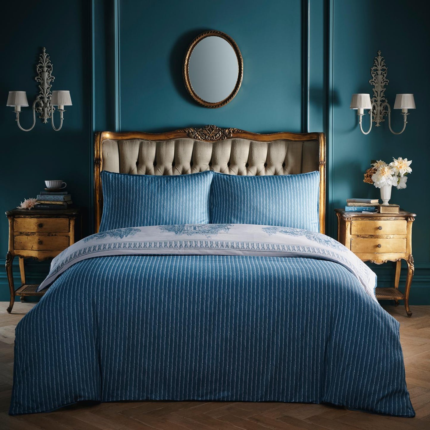 Laurence Llewelyn-Bowen Blue Tuscan Toile Cotton Duvet Set