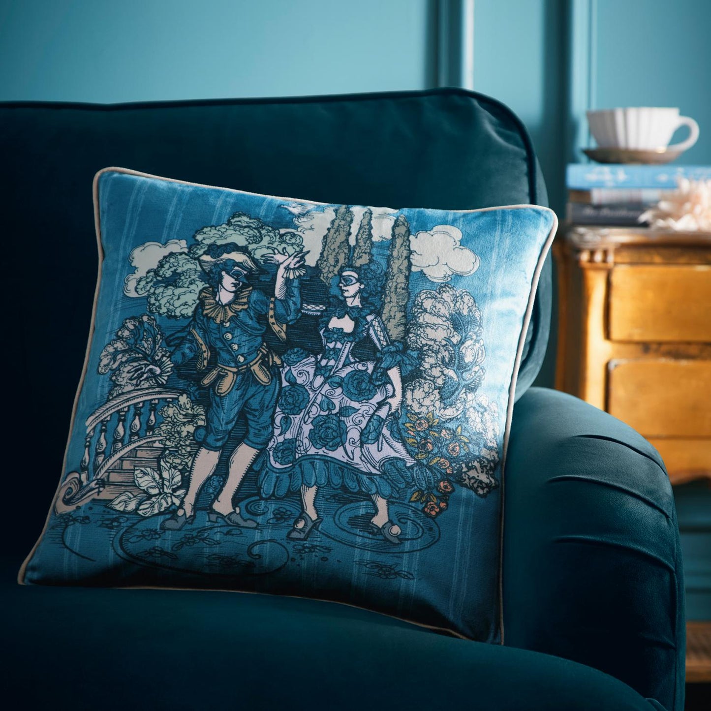 Laurence Llewelyn-Bowen Tuscan Toile Velvet Cushion