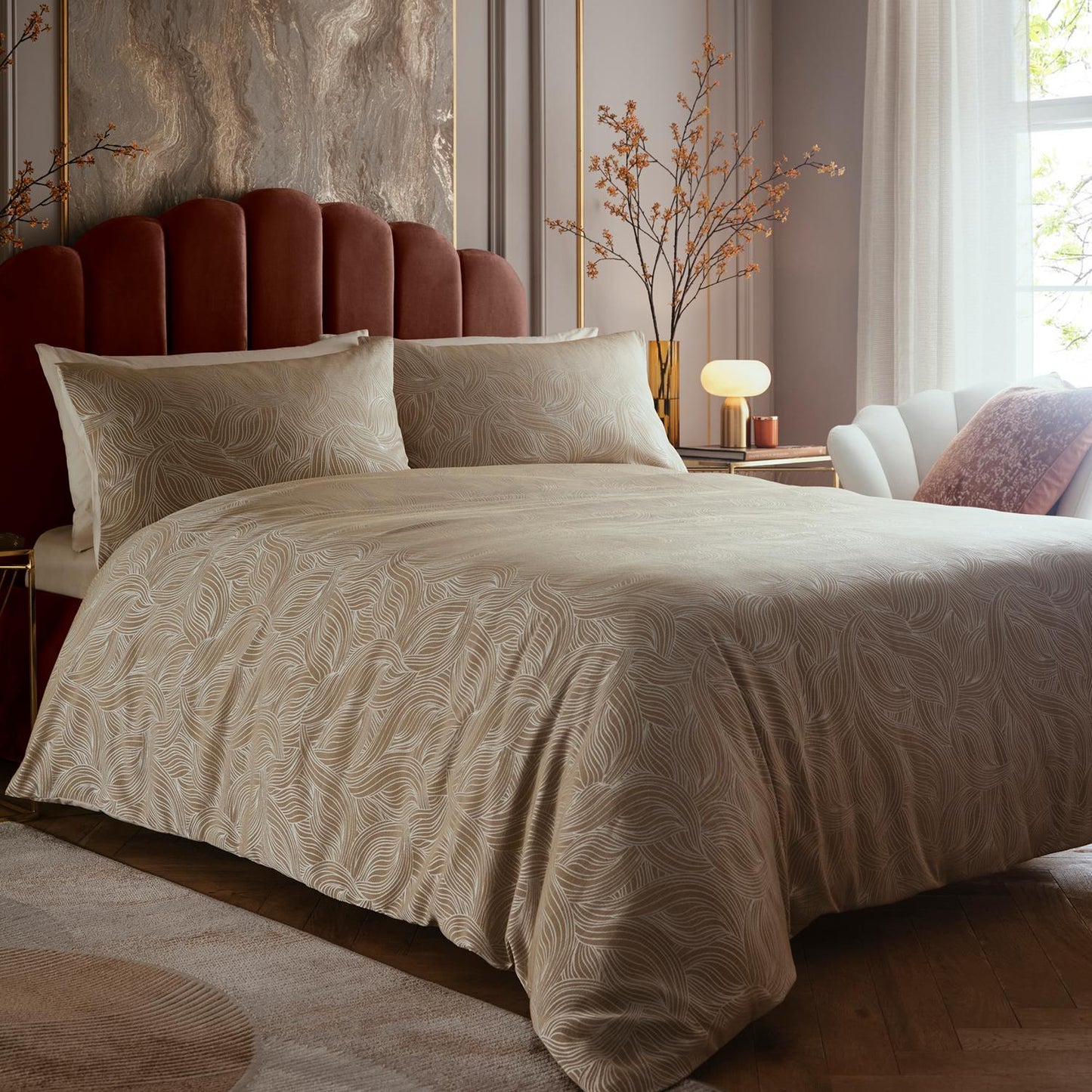 Laurence Llewelyn-Bowen Venus Grace Natural Jacquard Duvet Set