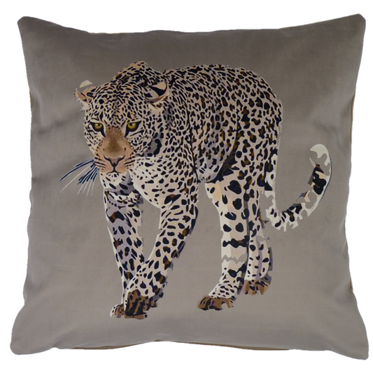 Printed Leopard Natural Cushion (45cm x 45cm)