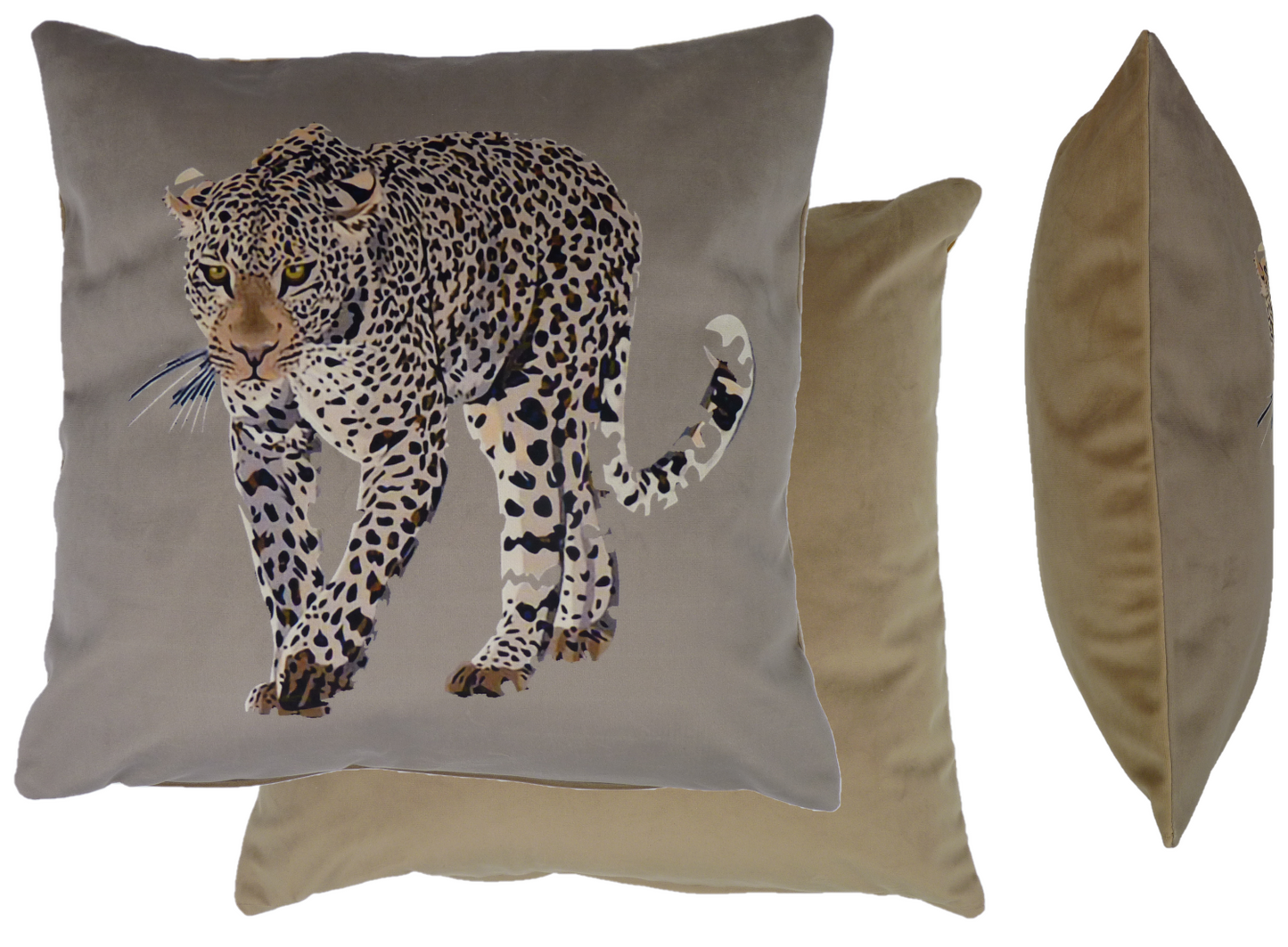 Printed Leopard Natural Velvet Cushion Cover (45cm x 45cm)