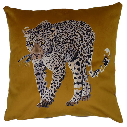 Printed Leopard Ochre Cushion (45cm x 45cm)