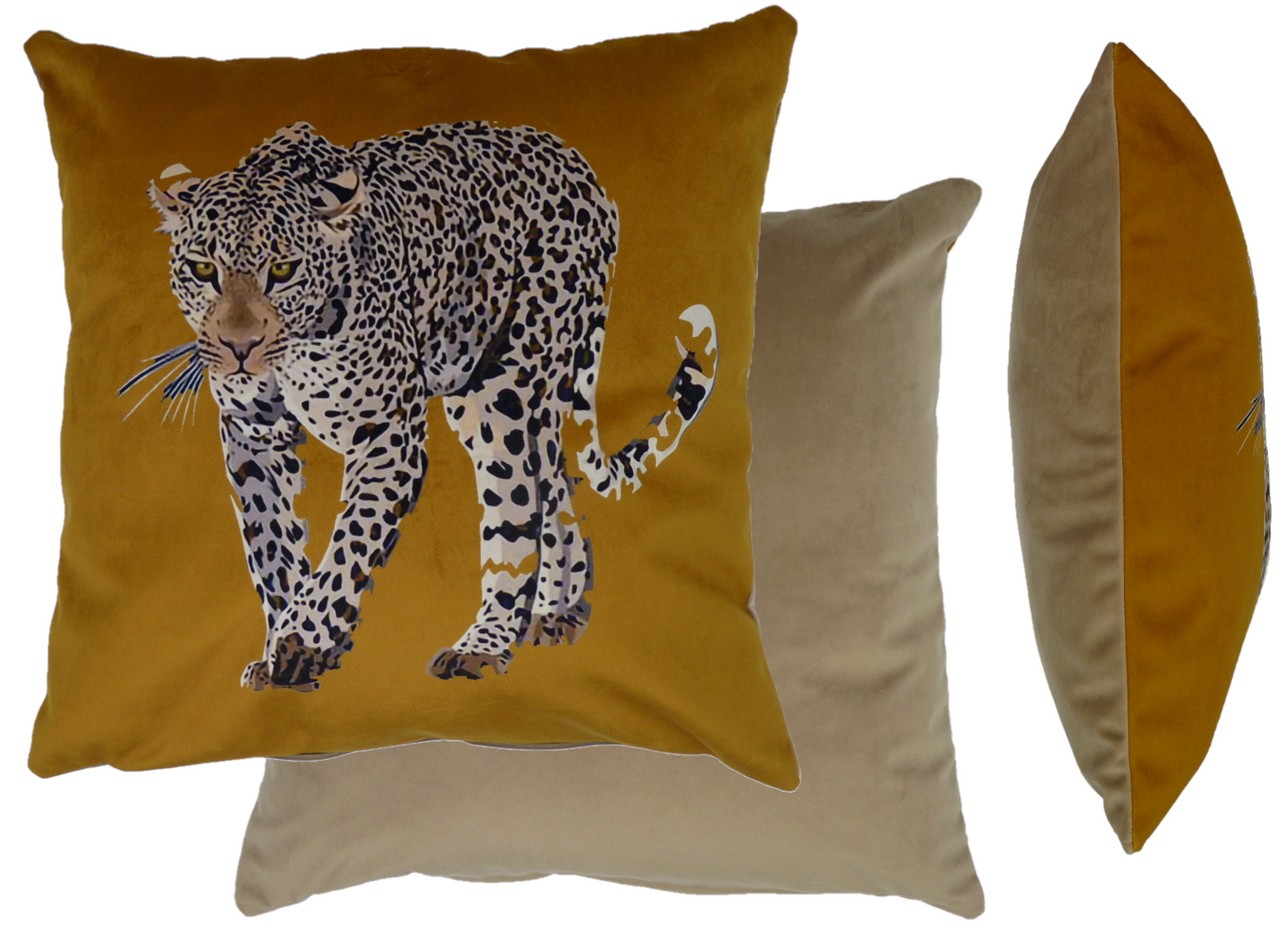 Printed Leopard Ochre Cushion Cover (45cm x 45cm)