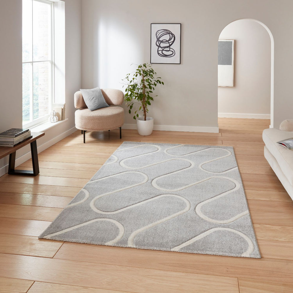 Catherine Lansfield Linear Curve Grey Rug – Julian Charles Home