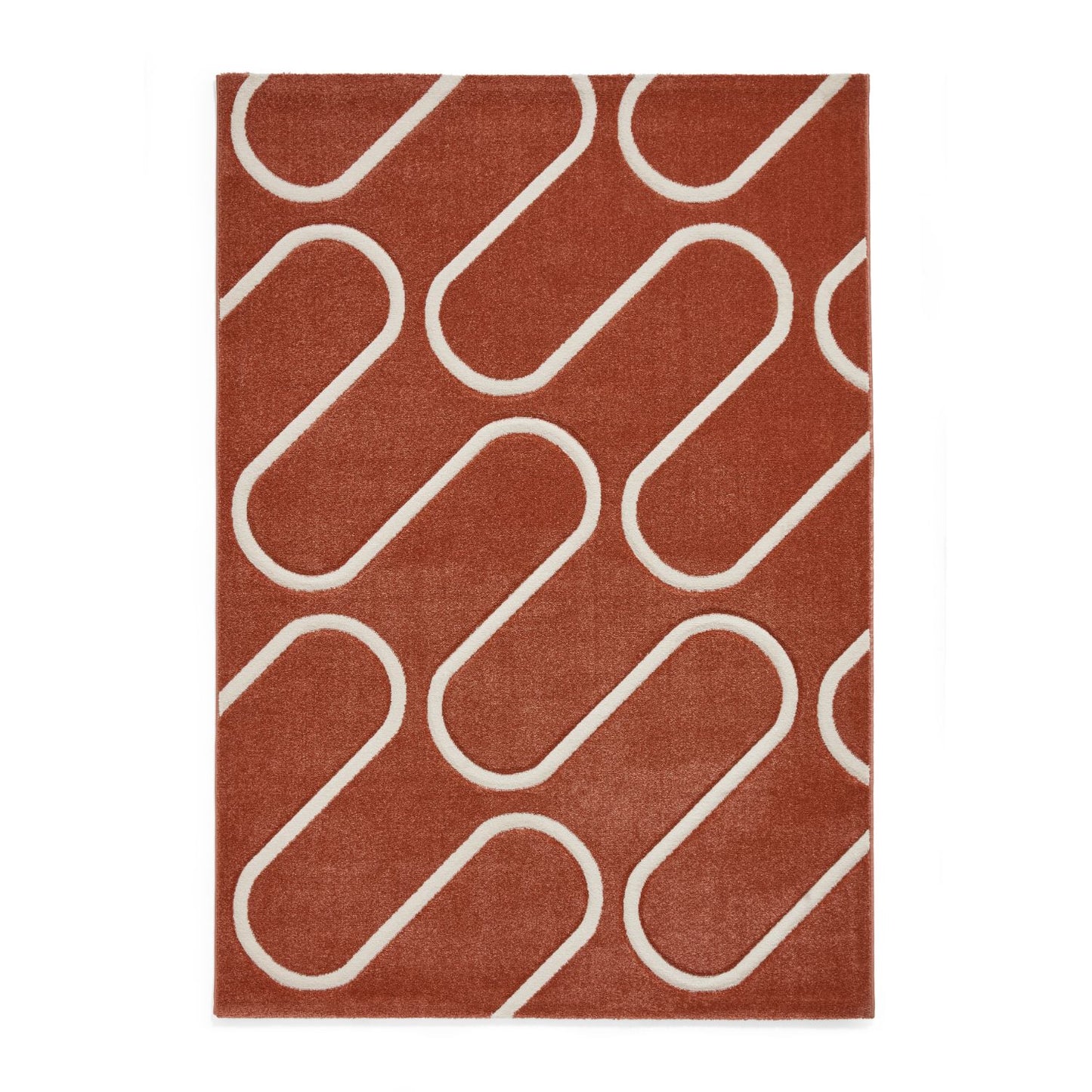 Catherine Lansfield Linear Curve Terracotta Rug