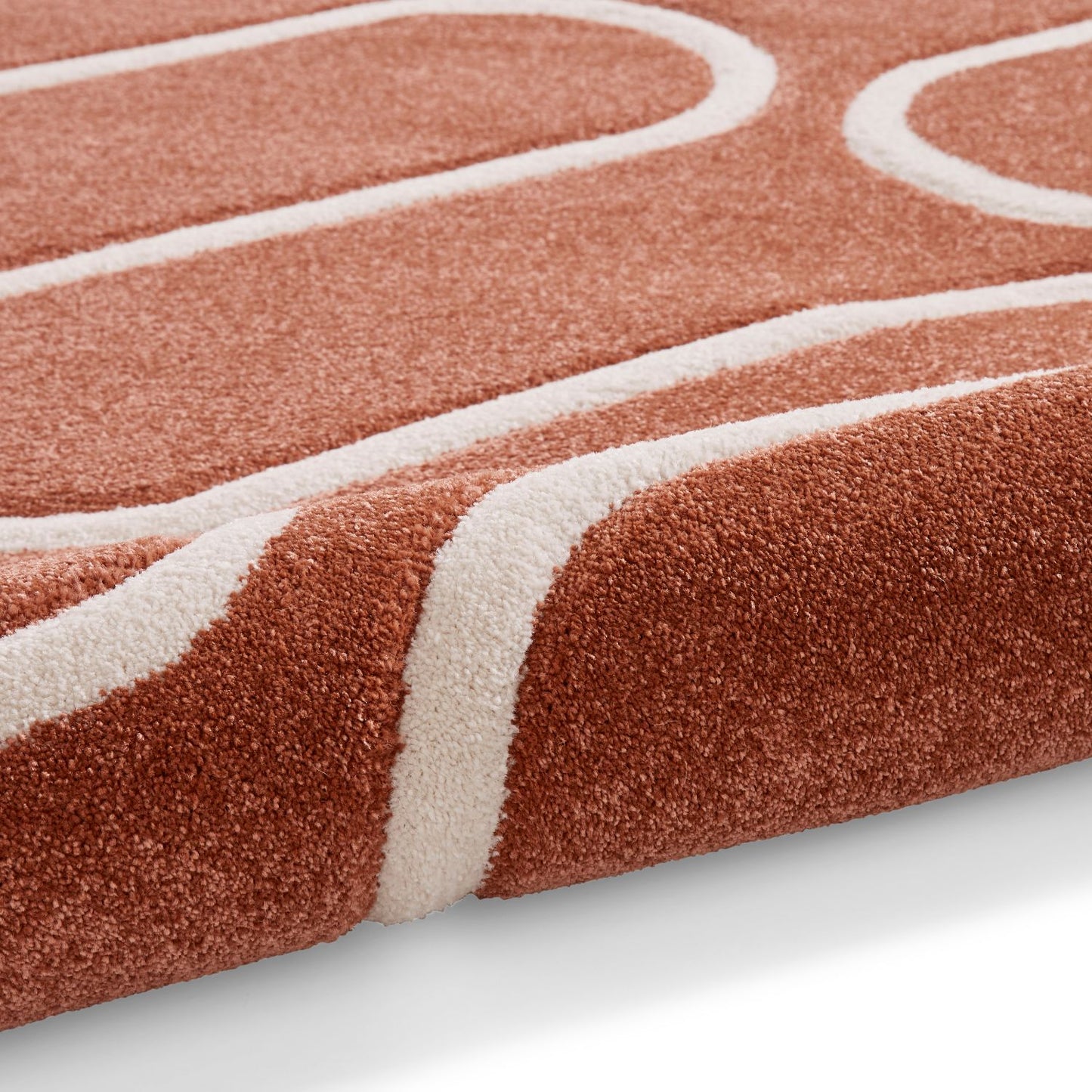 Catherine Lansfield Linear Curve Terracotta Rug