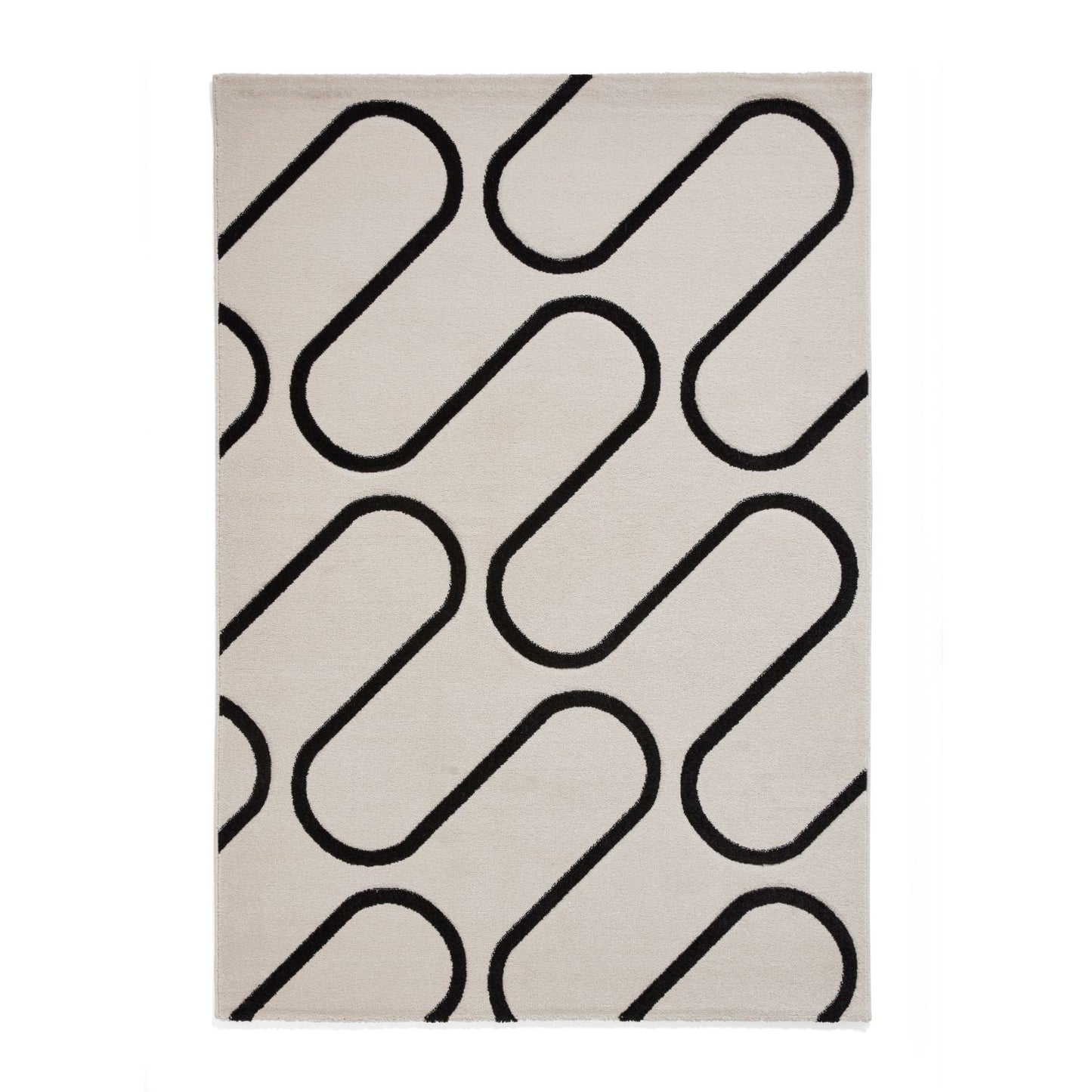 Catherine Lansfield Linear Curve White and Black Rug