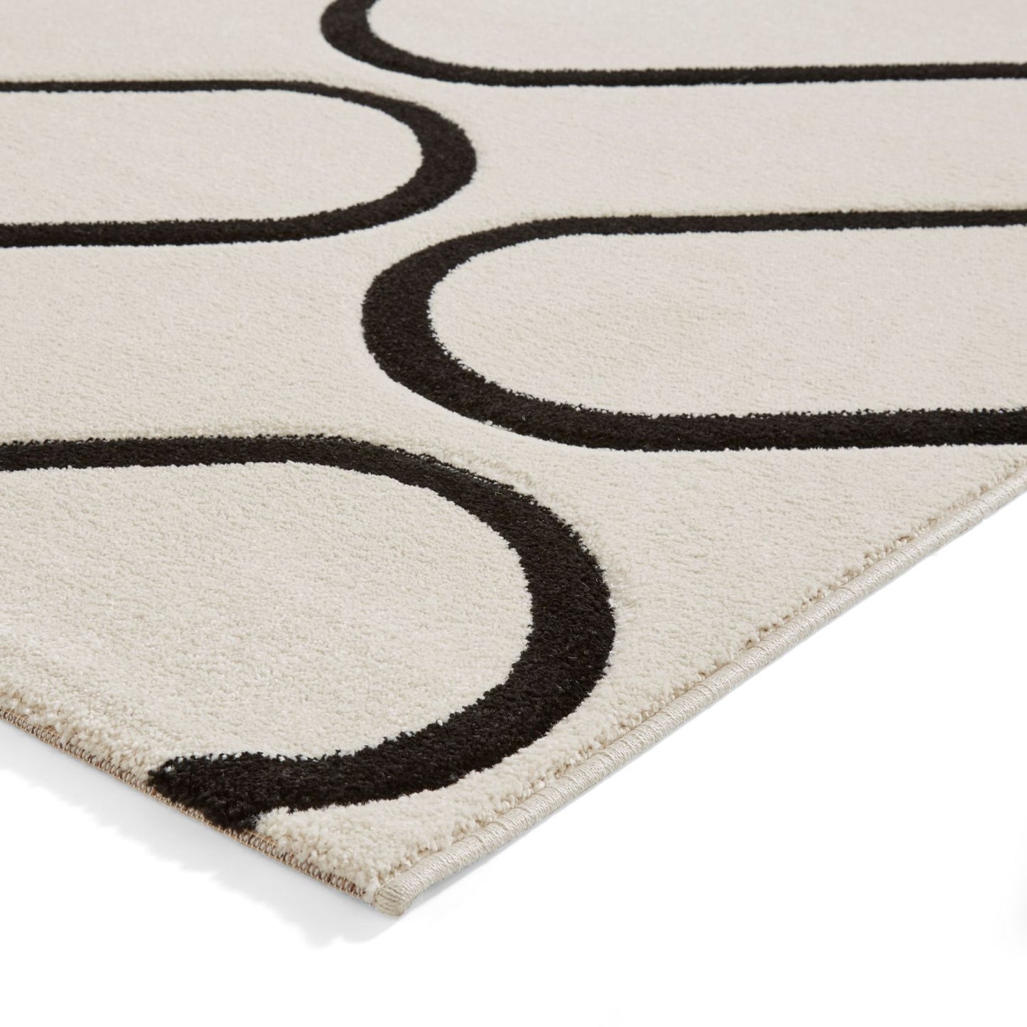 Catherine Lansfield Linear Curve White and Black Rug