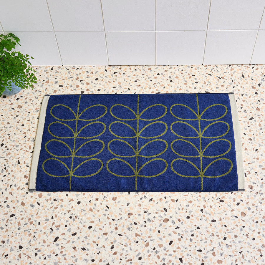 Orla Kiely Linear Stem Navy-Olive Bath Mat