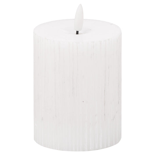 Luxe Collection Natural Glow 3x4 Textured Ribbed LED Candle