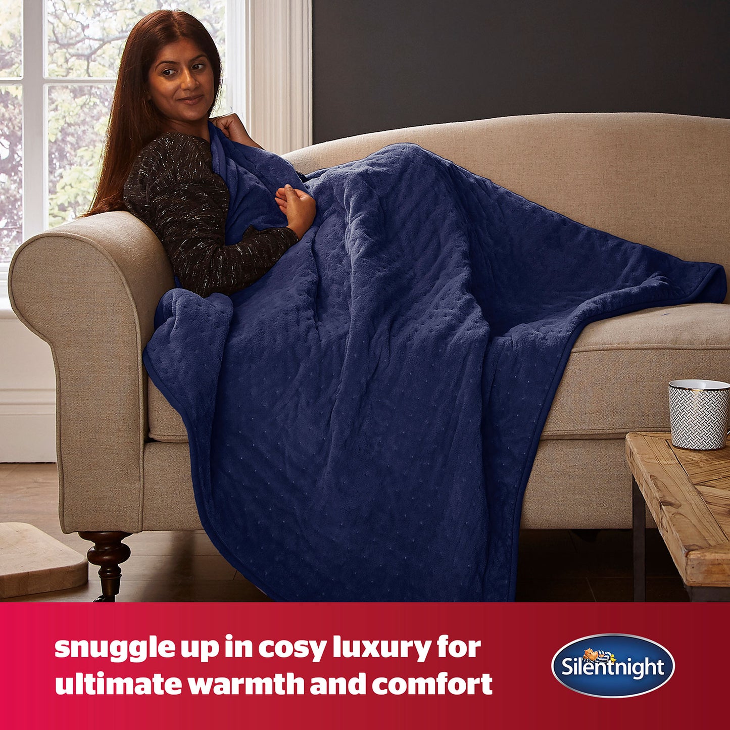 Silentnight Navy Comfort Control Luxury Heated Throw