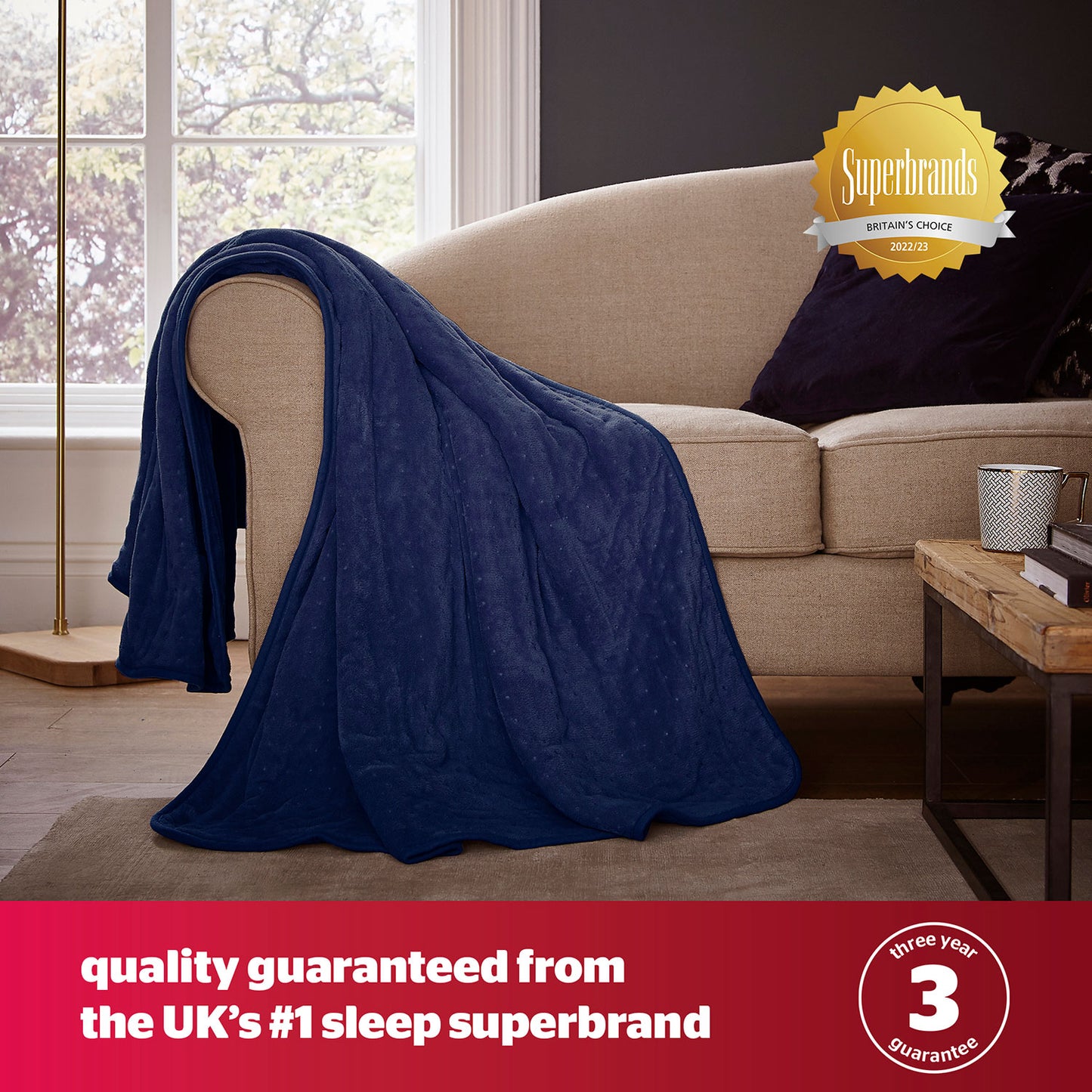 Silentnight Navy Comfort Control Luxury Heated Throw