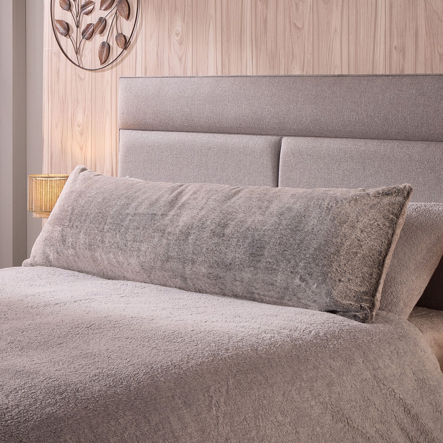 Luxury Faux Fur Grey Bolster Pillow