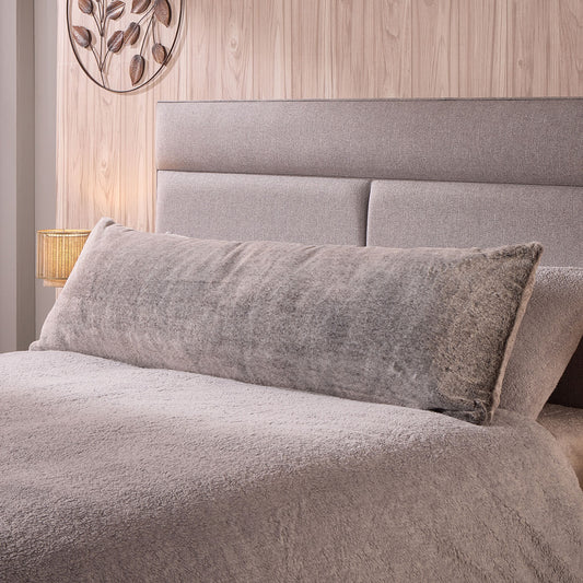 Luxury Faux Fur Grey Bolster Pillow