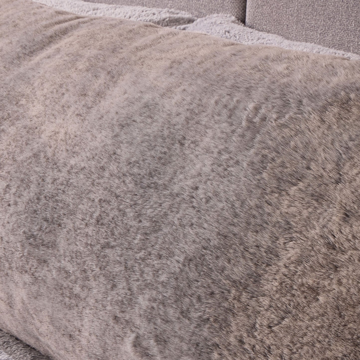 Luxury Faux Fur Grey Bolster Pillow