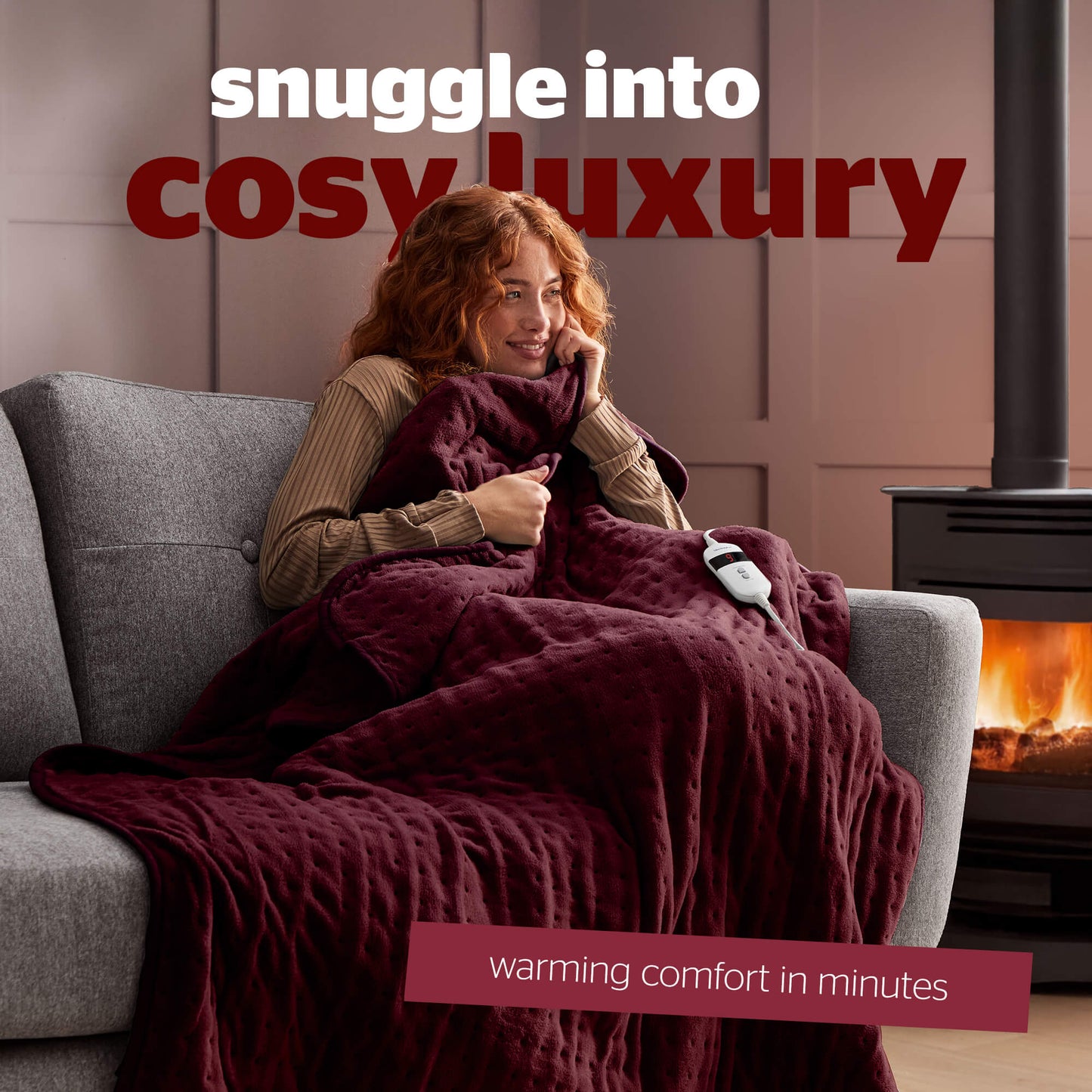 Silentnight Luxury Berry Fleece Heated Throw