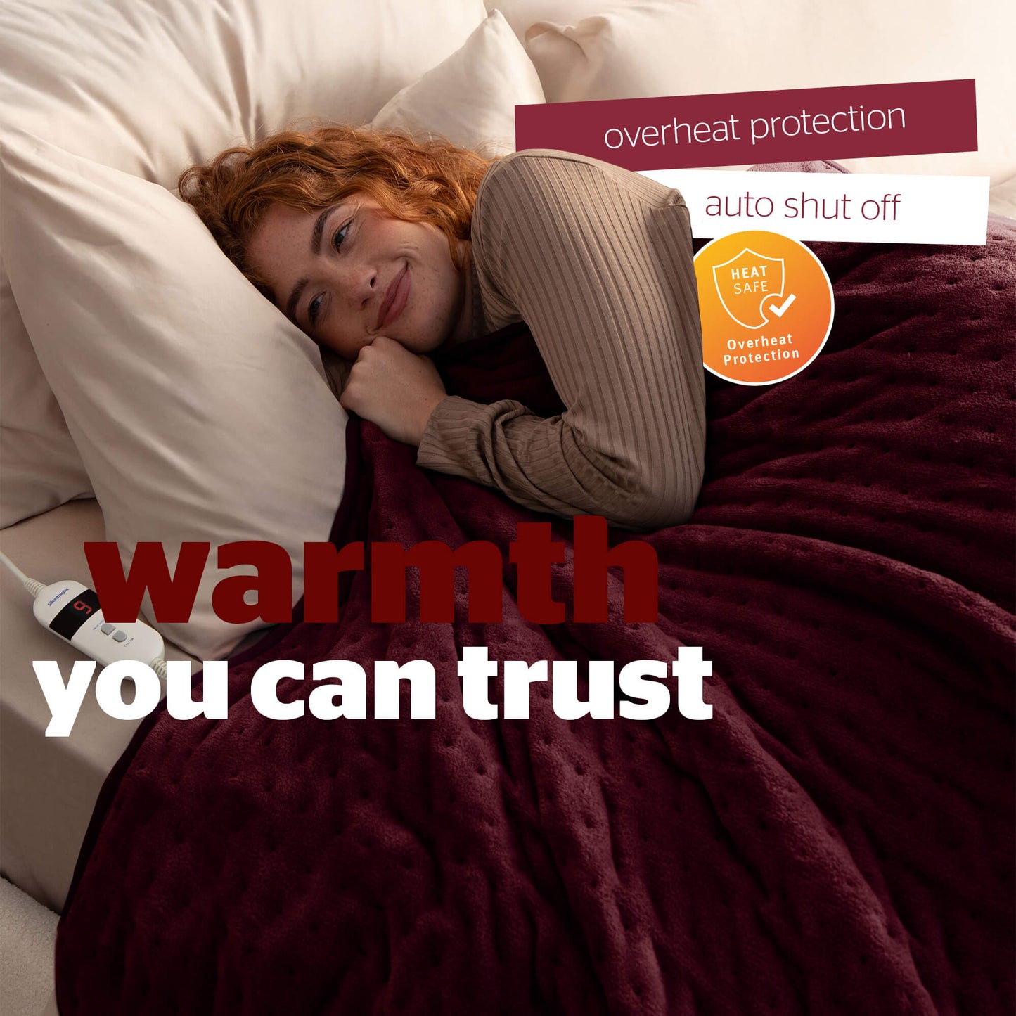 Silentnight Luxury Berry Fleece Heated Throw