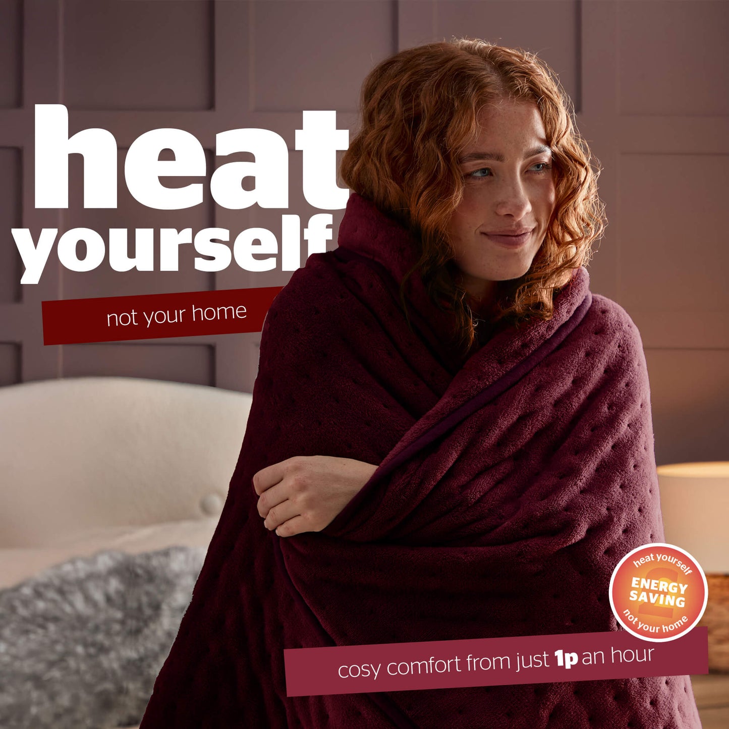 Silentnight Luxury Berry Fleece Heated Throw