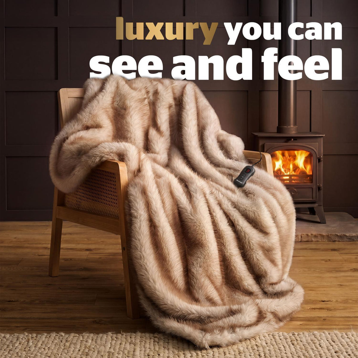 Silentnight Prestige Natural Faux Fur Heated Throw