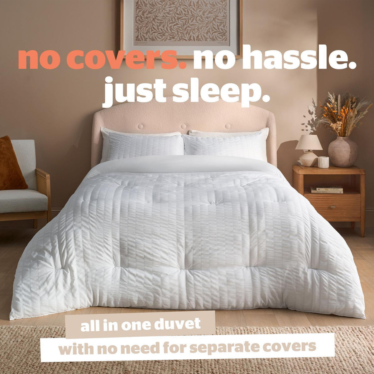 Silentnight White Seersucker 10.5 Tog Coverless Duvet and Pillowcase Set
