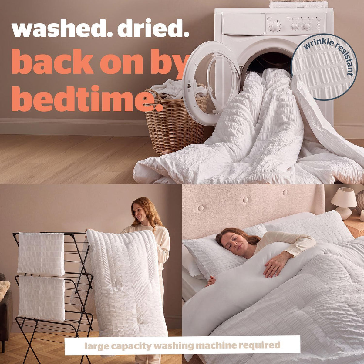 Silentnight White Seersucker 10.5 Tog Coverless Duvet and Pillowcase Set