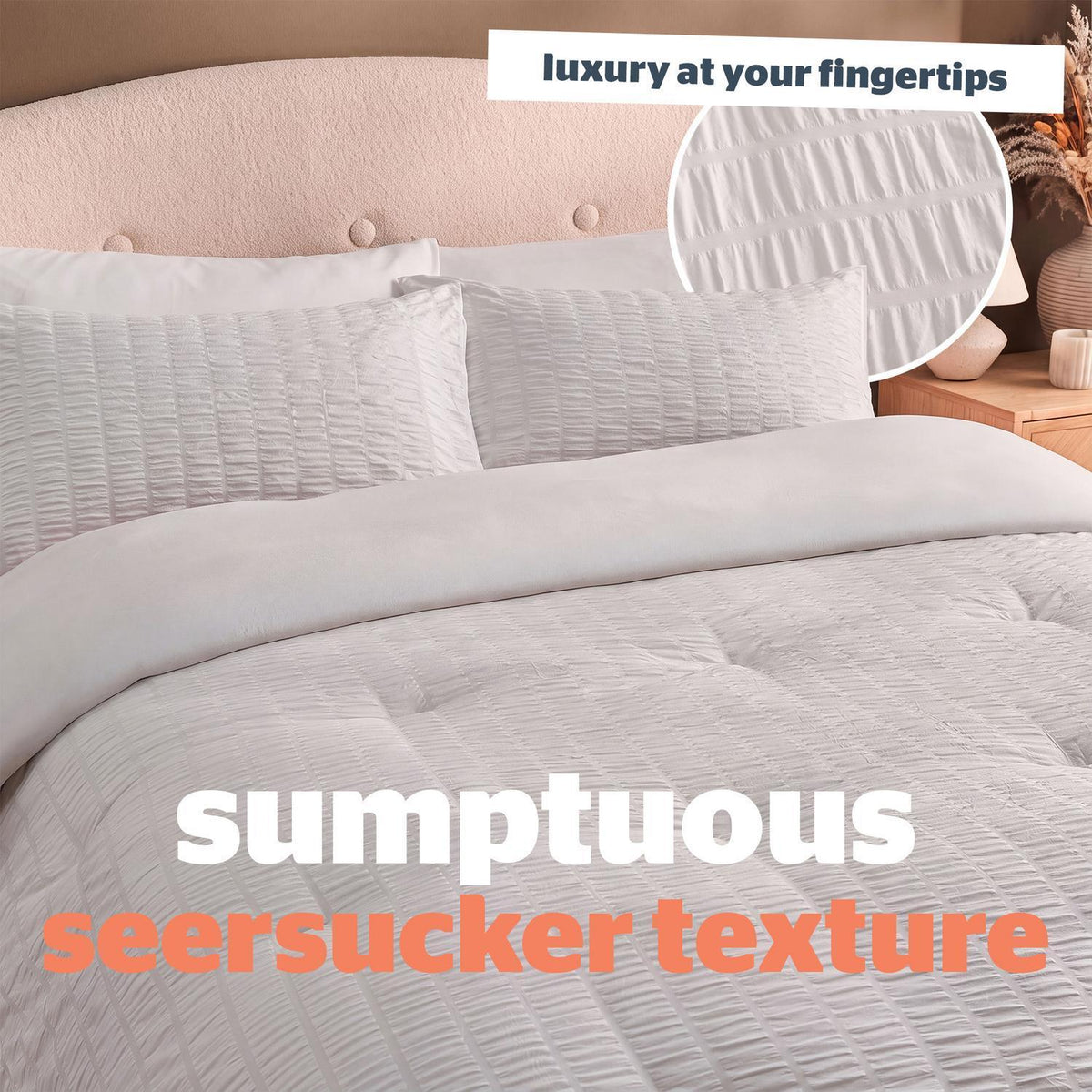 Silentnight White Seersucker 10.5 Tog Coverless Duvet and Pillowcase Set