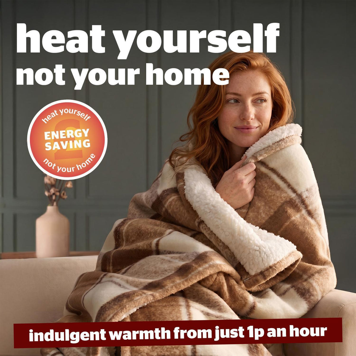 Silentnight Brown Check Luxury Fleece Heated Throw