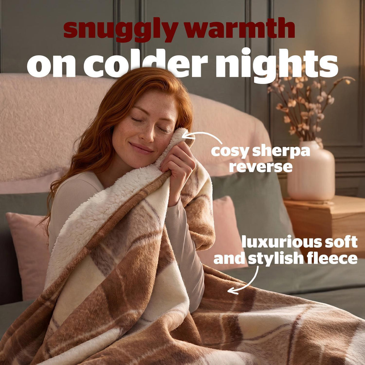 Silentnight Brown Check Luxury Fleece Heated Throw