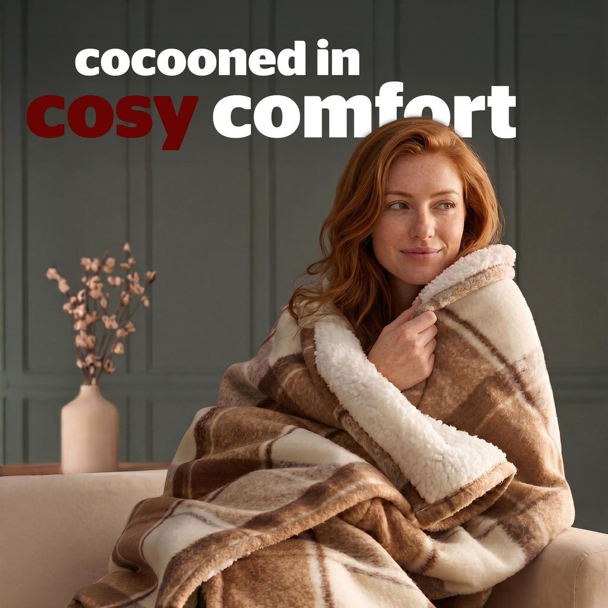 Silentnight Brown Check Luxury Fleece Heated Throw