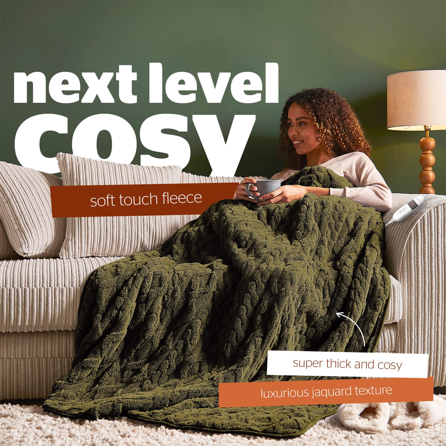 Silentnight Luxury Super Cosy Green Heated Throw