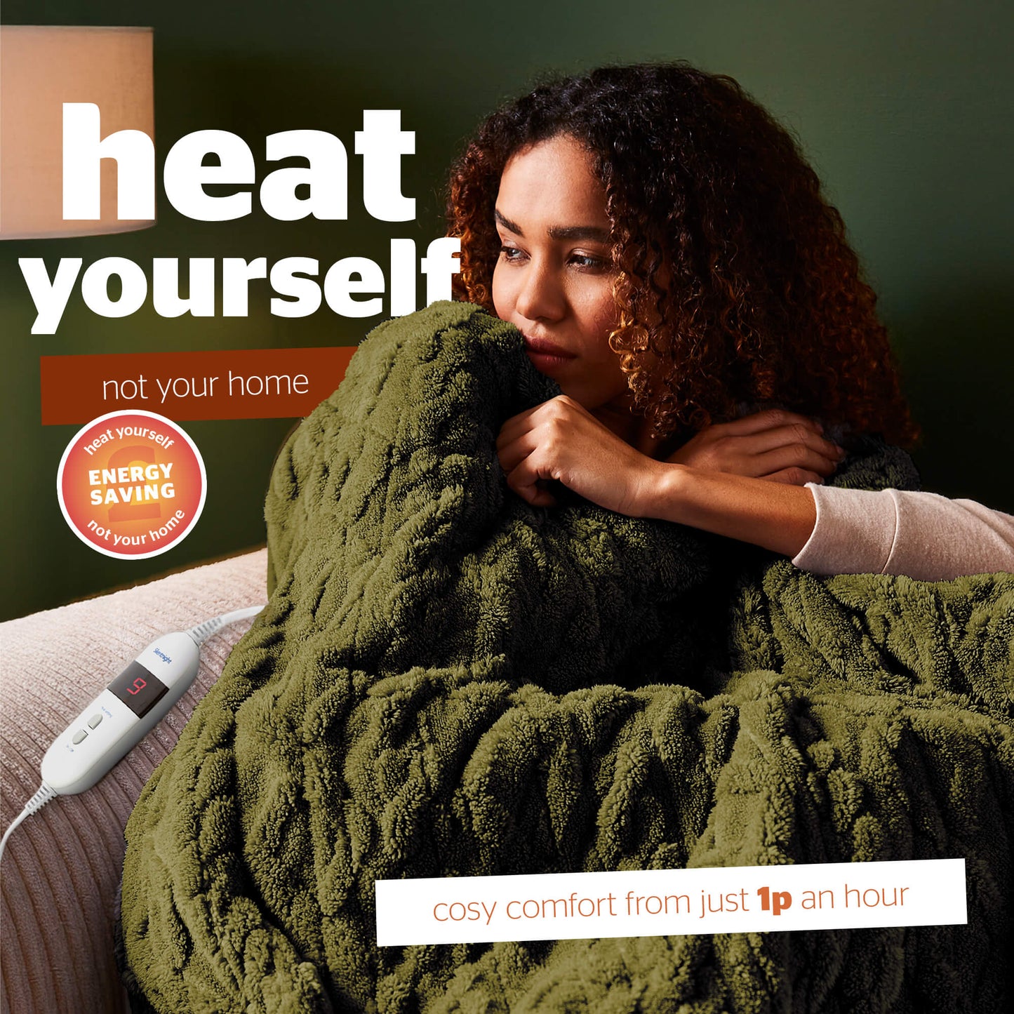 Silentnight Luxury Super Cosy Green Heated Throw