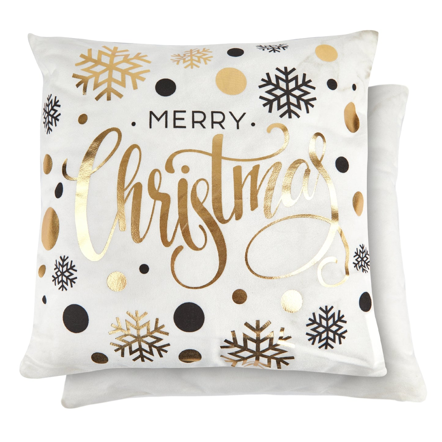 White Metallic Print Merry Christmas Cushion cover (Pair)