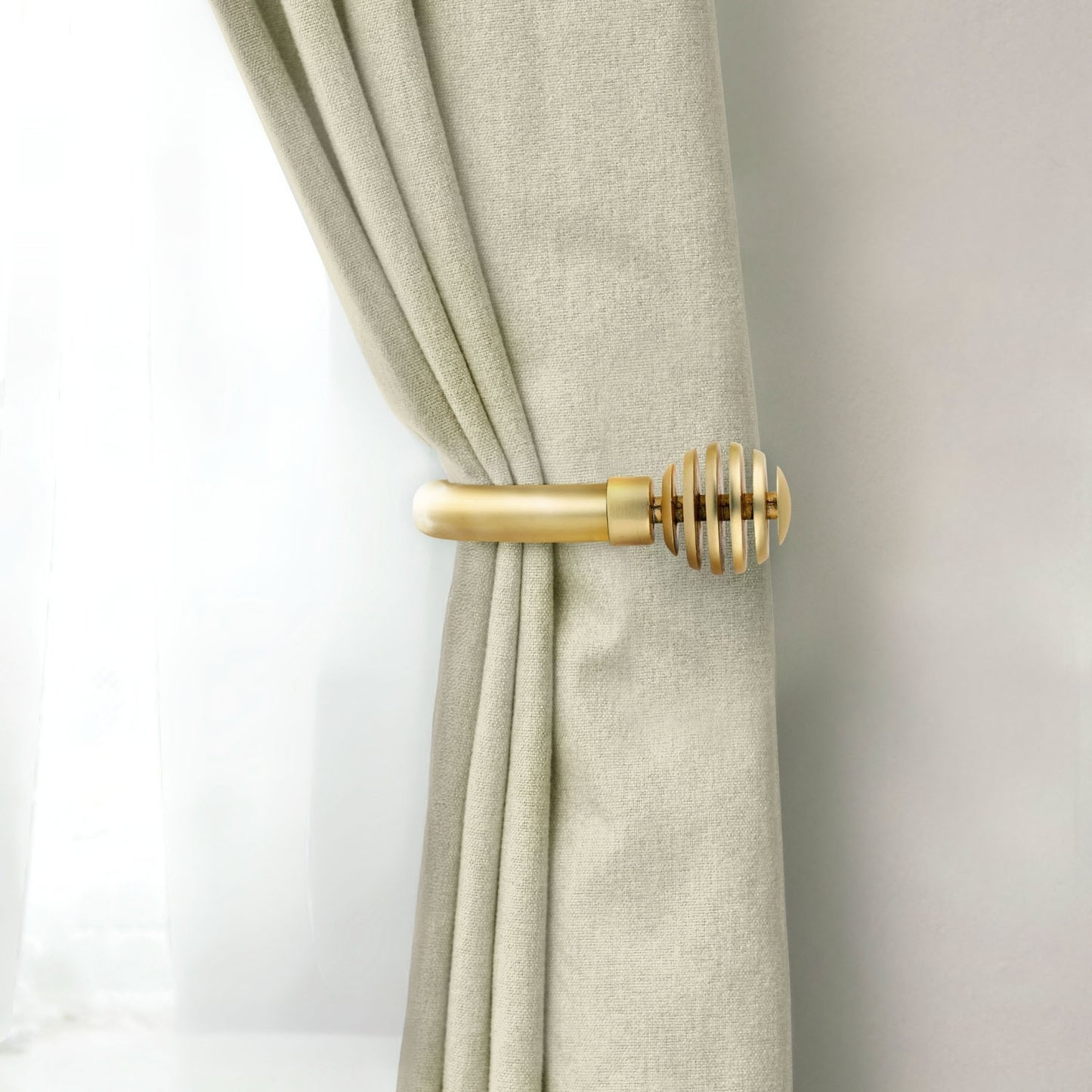 Sliced Metal Matt Gold Curtain Holdbacks (Pair)